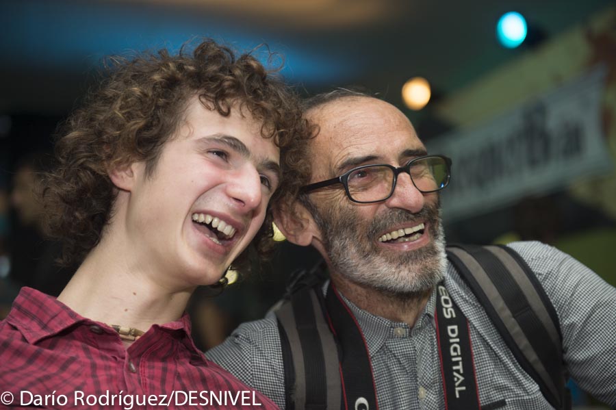 Arco Rock Legends 2013. Победитель премии "Salewa Rock Award" Адам Ондра (Adam Ondra) и легендарный словацкий скалолаз Игорь Коллер (Igor Koller)