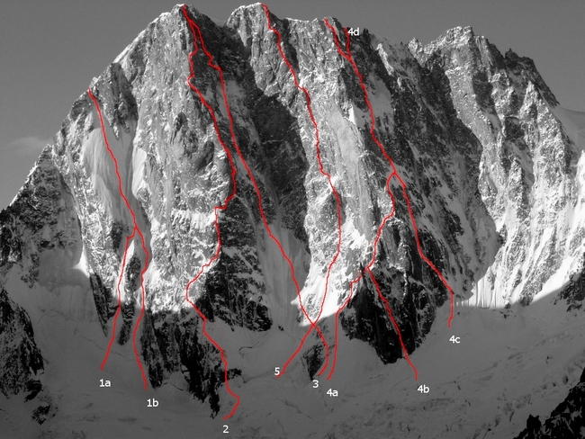 Классические маршруты на северную стену Grandes Jorasses