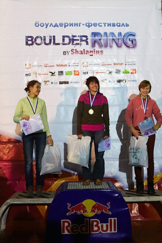 победители BoulderRING by Shalagins 2013: Псарева Анна (Калуга), Чертова Анастасия (Киев), Гордиенко Олеся (Киев) 