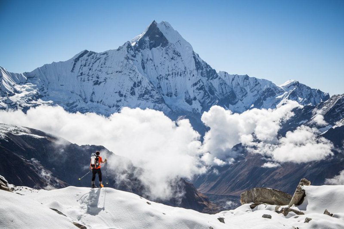  Ули Штек (Ueli Steck) на Южной стене Аннапурны (8091м) в 2013 году