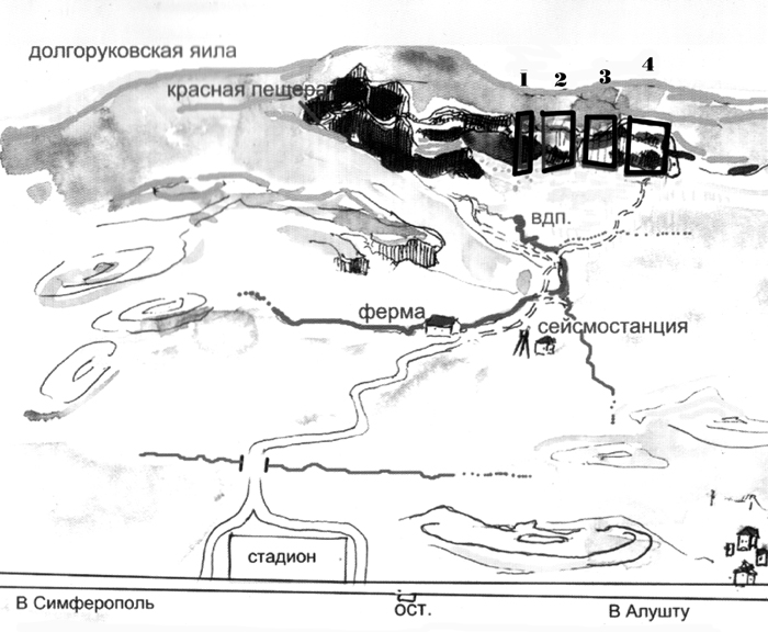 Скальный район Грифон (Крым, Красные пещеры, район Кизил-коба)