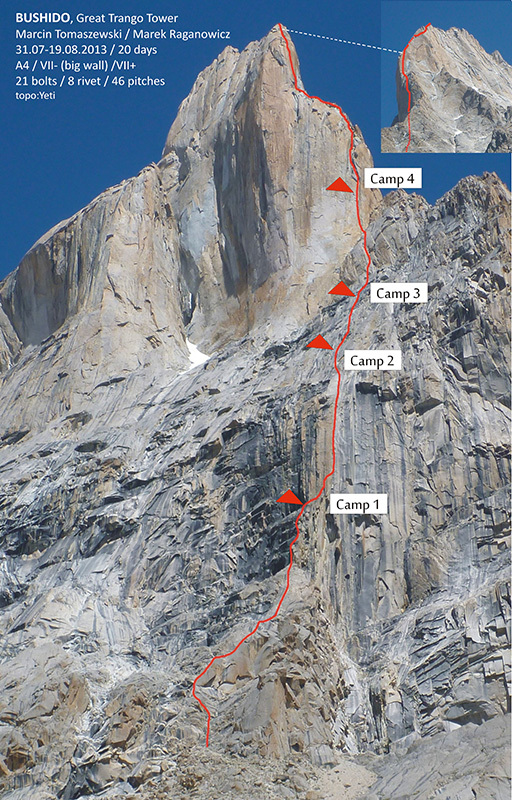 маршрут "Bushido" (A4, VII + VII Big Wall). Great Trango Tower