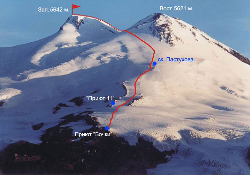 Эльбрус, стандартный маршрут восхождения