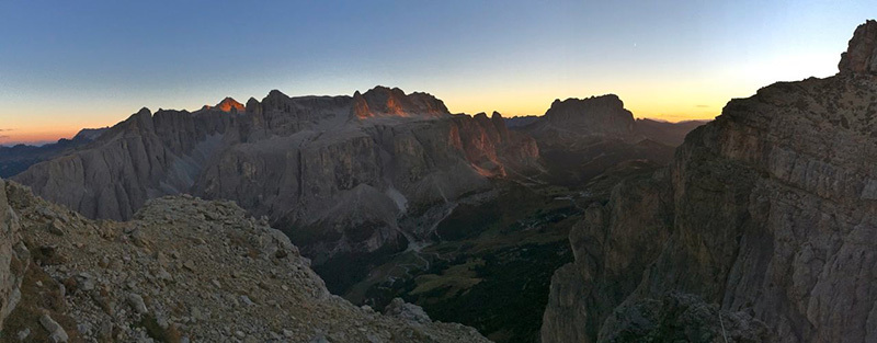 Маршрут "Dolomitspit" по Южной стене горы Сас Чьямпак (Sas Ciampac, 2672 м), Валь Гардена, Доломитовые Альпы