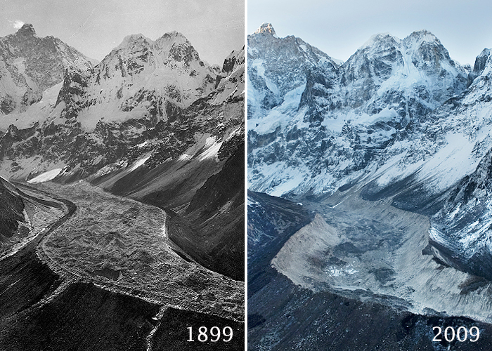 Ледник Жанну (Jannu Glacier), Непал. В 1899 и 2009 годах