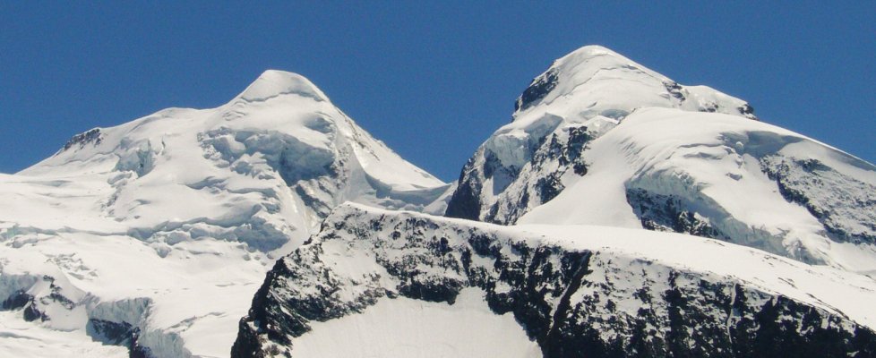 пики Castore и Polluce в массиве Monte Rosa