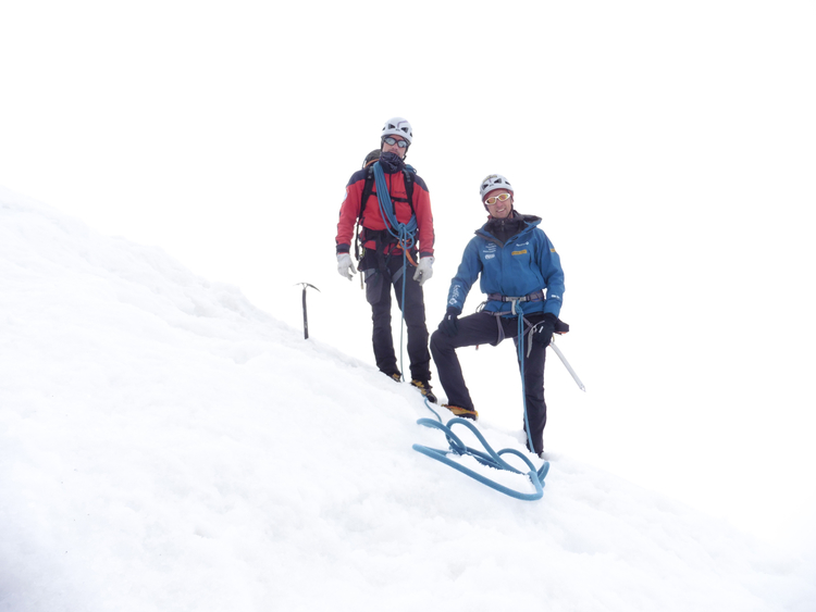 На вершине Grandes Jorasses, увы в тумане