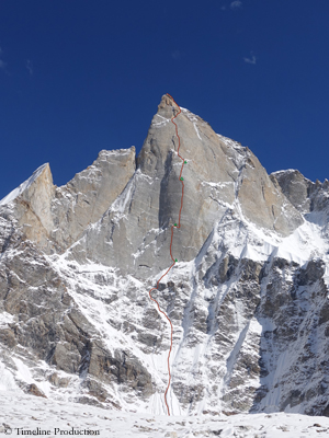 Маршрут "Har-Har Mahadev" по центру северо-западной стены горы  Киштвар (Cerro Kishtwar) высотой 6155 метров, Кашмир, индийские Гималаи. Фото Timeline Production