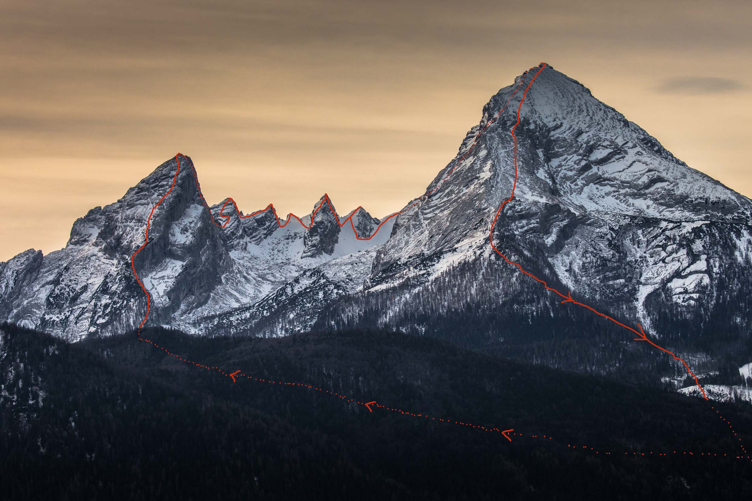  траверс горно массива Вацманн (Watzmann, 2713 м). Фото Stefan Wiebel 