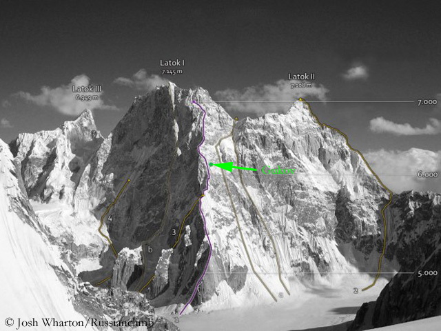 Зеленая точка  - место нахождения Александра Гукова. Фото mountain.ru