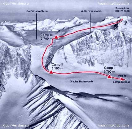 Маршрут восхождения на гору Винсон (Mount Vinson, 4892 метра)