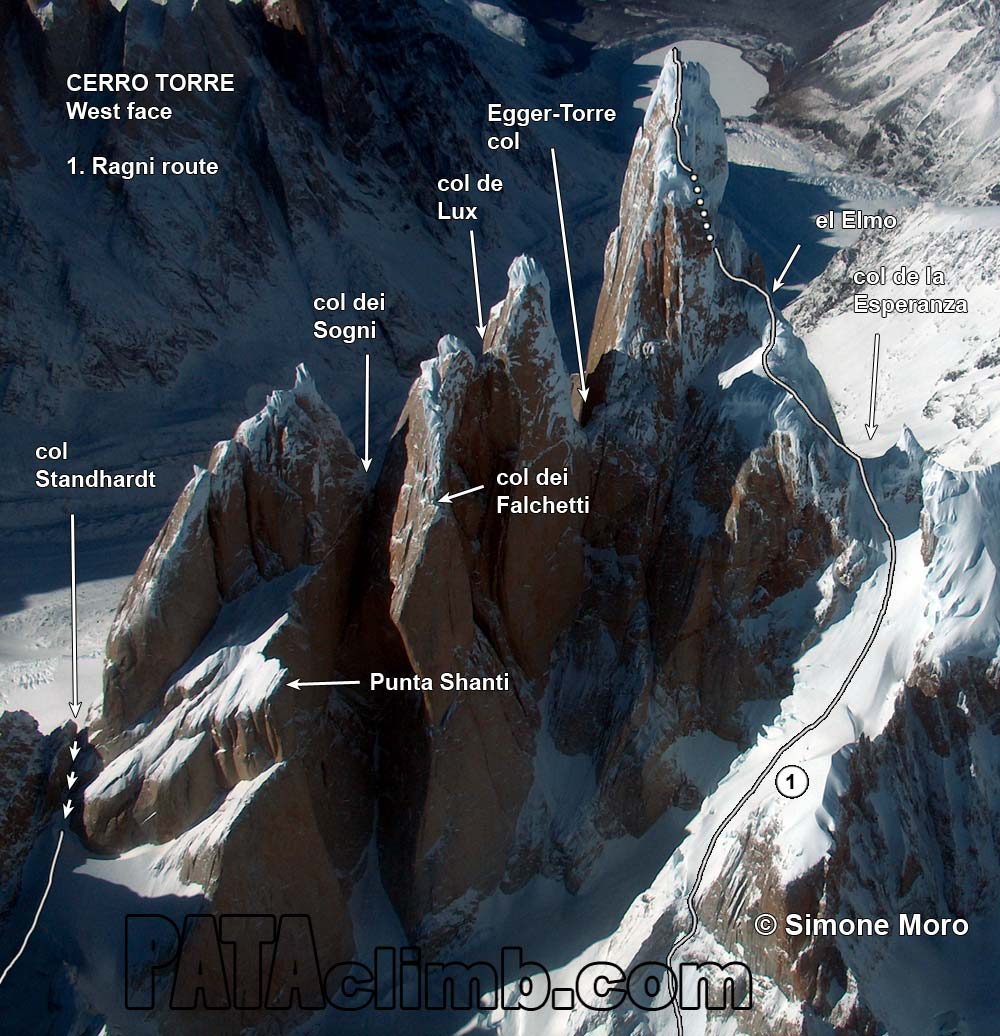 Маршрут Ragni на вершину Серро Торре (Cerro Torre, 3128 метров)