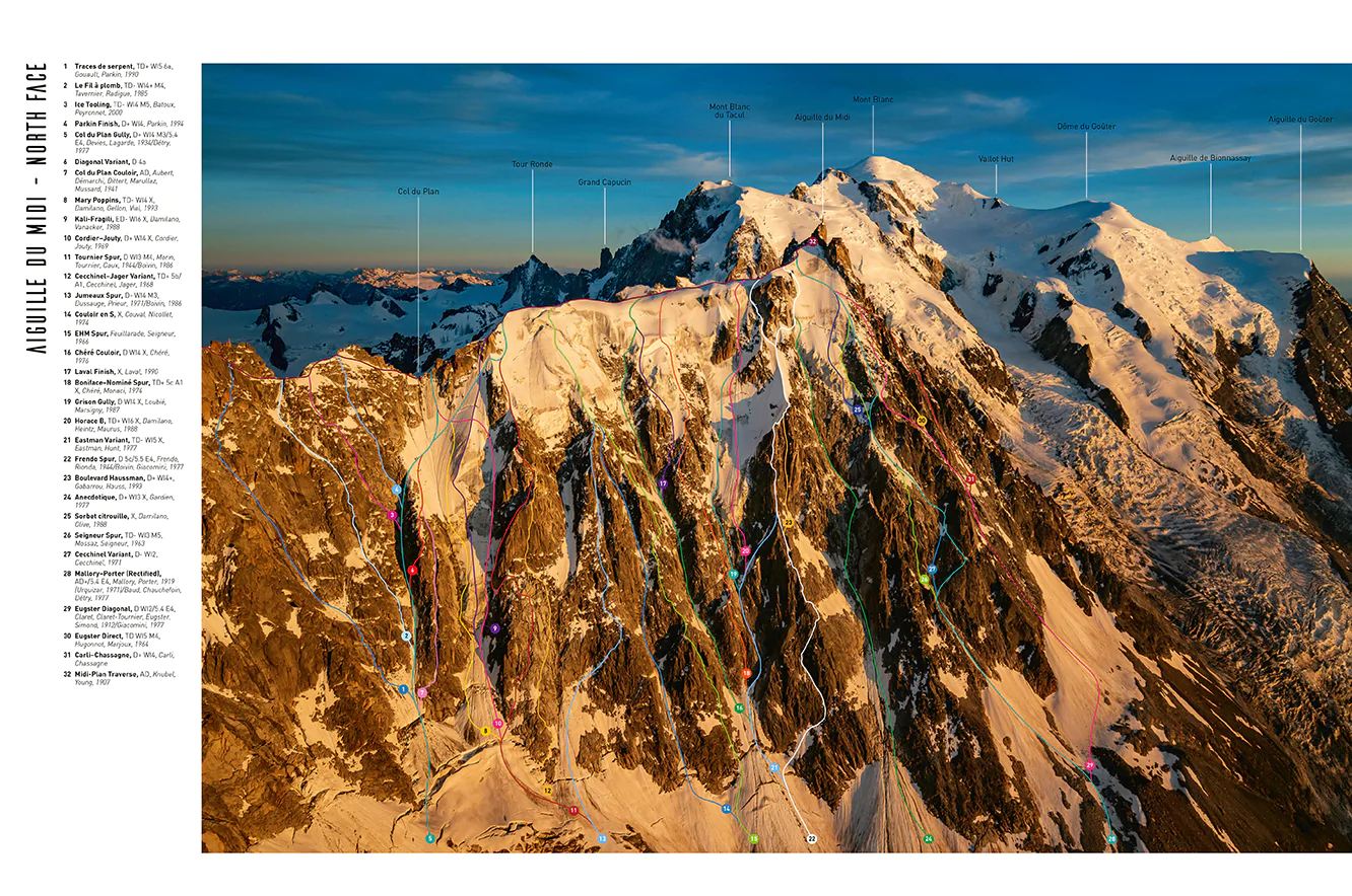 маршрут  "Frendo Spur", на вершину Эгюй дю Міді (Aiguille du Midi), Північна стіна під номером 22