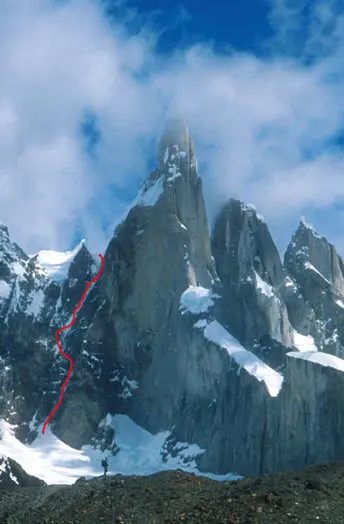  по південно-західному склону на Cerro Torre: "A La Recherche du Temps Perdu", ED+ / 750 метрів льдоду / 75°/ 90°, 1000 м. Через погодні умови маршрут був не доведени йдо вершини 400 метрів